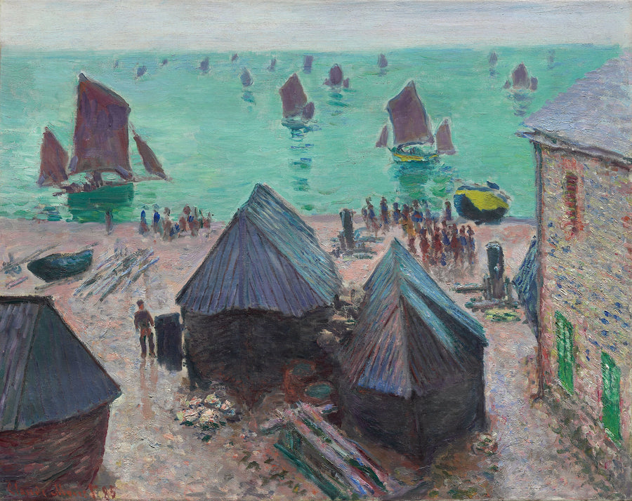 Bådenes afgang, Étretat W1025 - Claude Monet