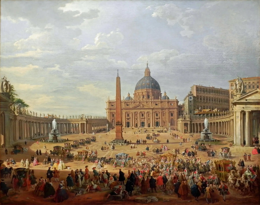 Afsendelse af hertugen af Choiseul fra Piazza di San Pietro - Giovanni Paolo Panini