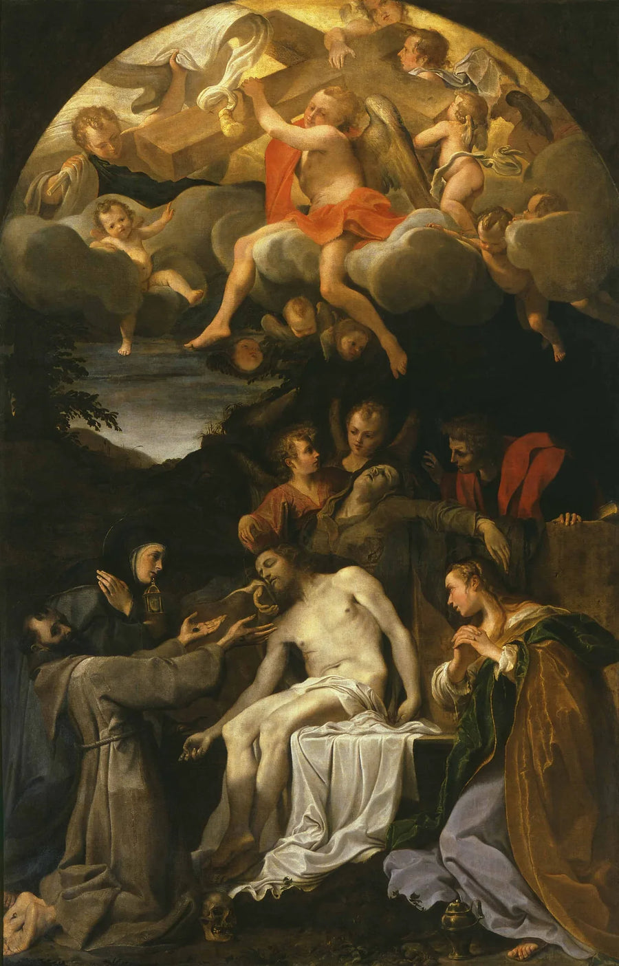 Afbildning med Jomfruen og helgenerne Klara, Frans, Marie Magdalene og Johannes - Annibale Carracci