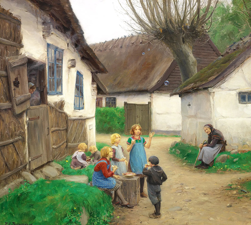 Børn laver bobler. - H. A. Brendekilde