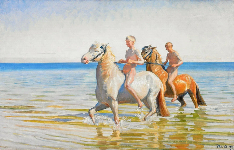 Drenge går til hestevandingstrugen. Skagen, 1900 - Michael Peter Ancher