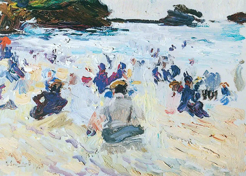 Folk, der sidder på stranden - Joaquín Sorolla
