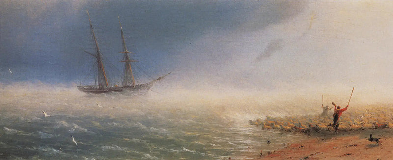 Får drevet af stormen i havet. - Ivan Aïvazovski