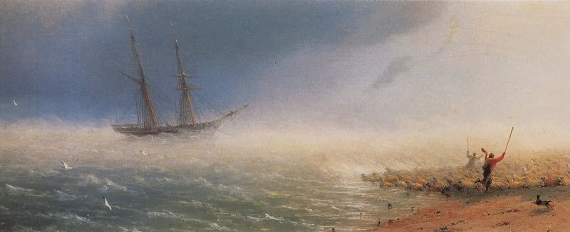 Får drevet af stormen i havet. - Ivan Aïvazovski