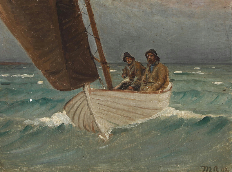 Fiskere fra Skagen vender hjem. - Michael Peter Ancher