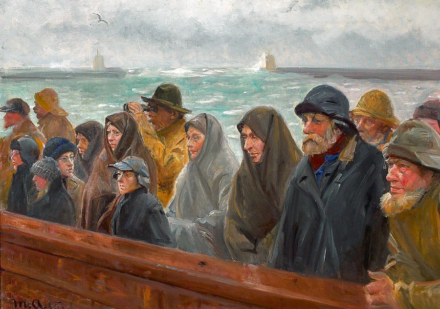 Fiskere og deres familier på en kaj i Skagen. - Michael Peter Ancher