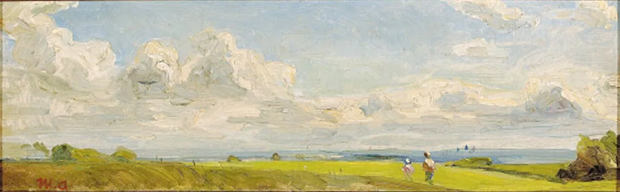Mennesker går i et sommerlandskab. - Michael Peter Ancher