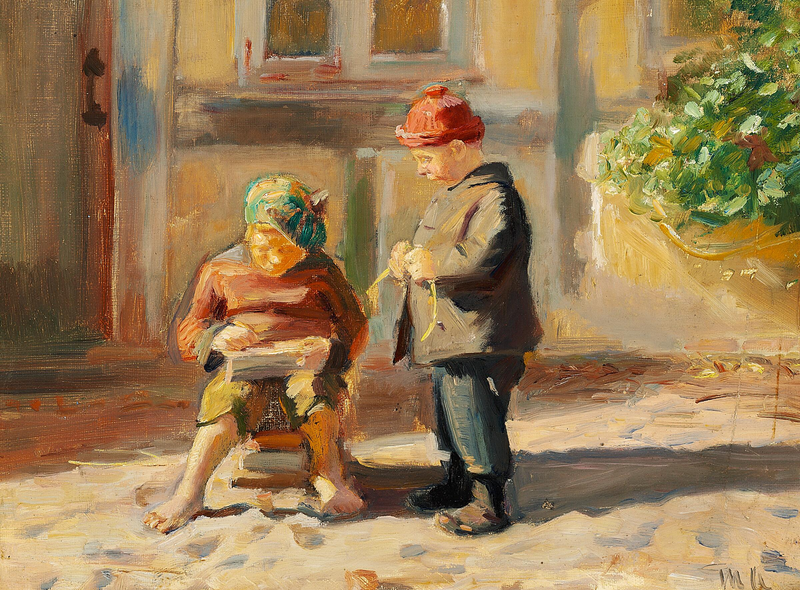 Små drenge leger. - Michael Peter Ancher