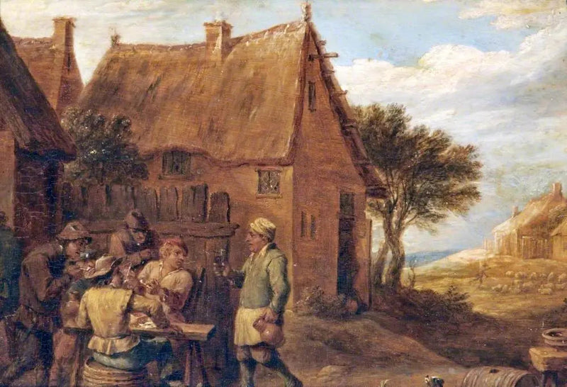 En råbasser foran en kro - David Teniers den Yngre