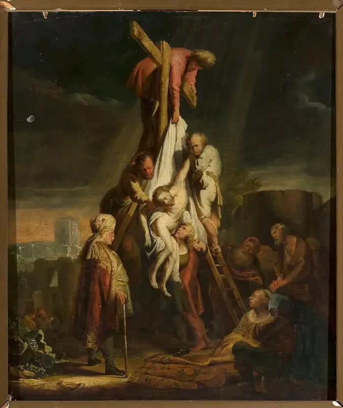 Nedtagning fra korset (Matthæus 27:58–59; Markus 15:45–46; Lukas 23:52–53; Johannes 19:38) - Rembrandt