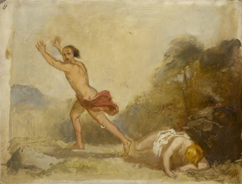 Skitse af prøve « Kain flygter fra Abels legeme » - John Everett Millais