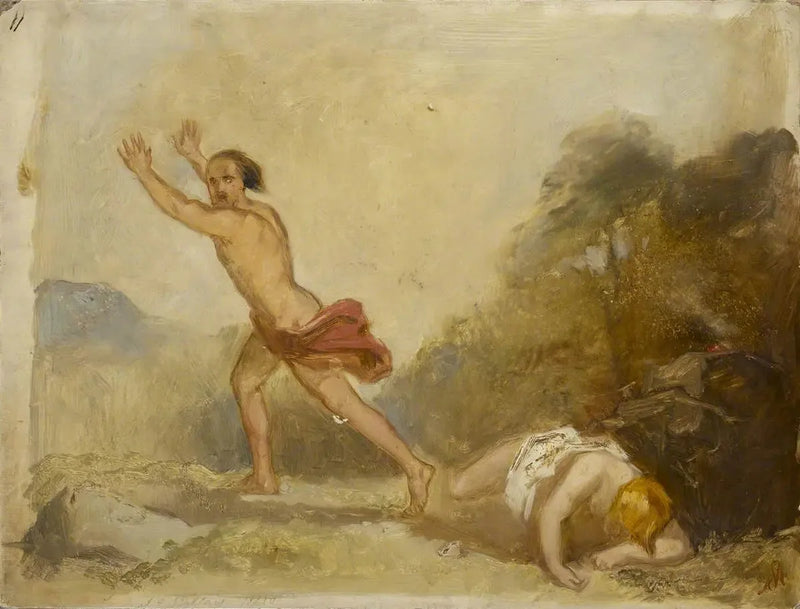 Skitse af prøve « Kain flygter fra Abels legeme » - John Everett Millais
