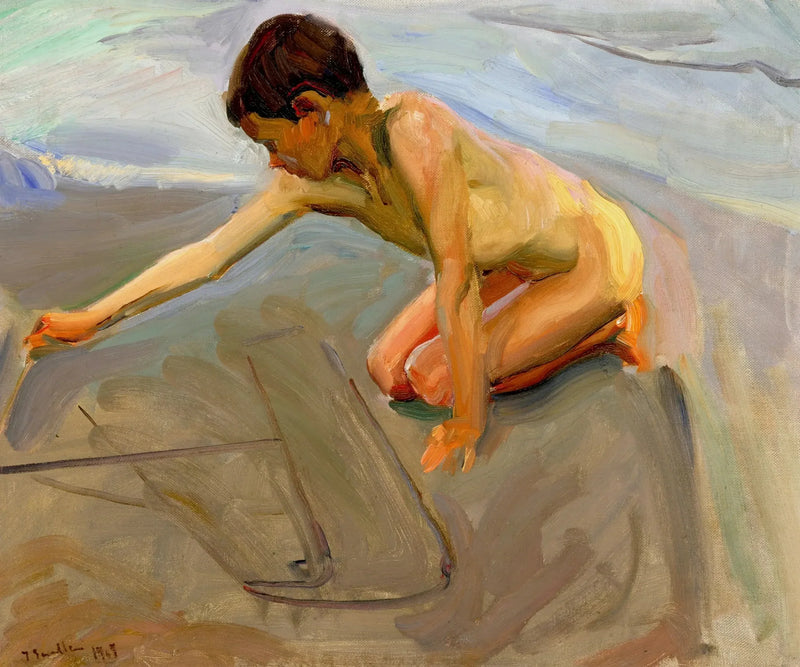 Tegne i sandet - Joaquín Sorolla