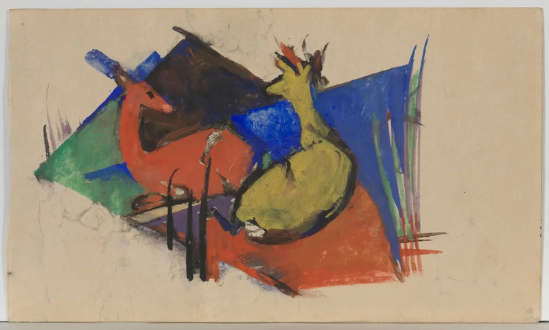 To hjorte liggende - Franz Marc