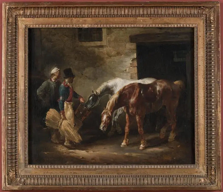 To hestevogne ved døren til en stald - Théodore Géricault