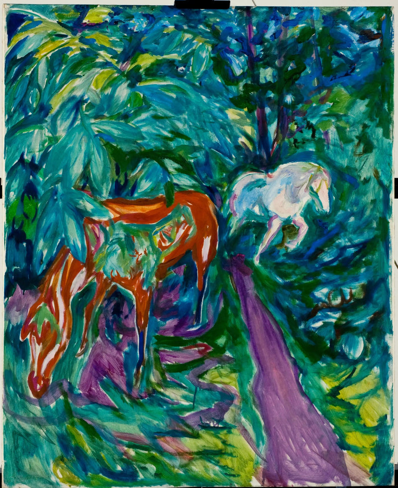 To heste i skoven - Edvard Munch