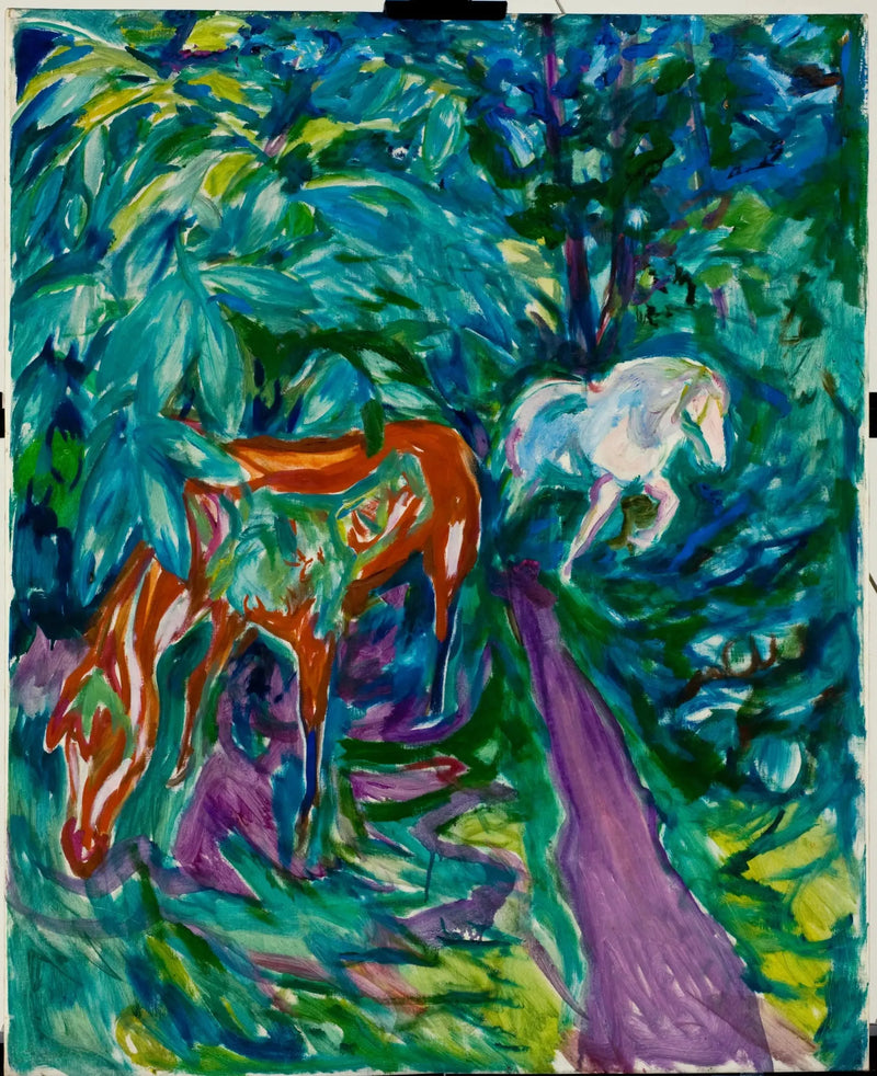 To heste i skoven - Edvard Munch