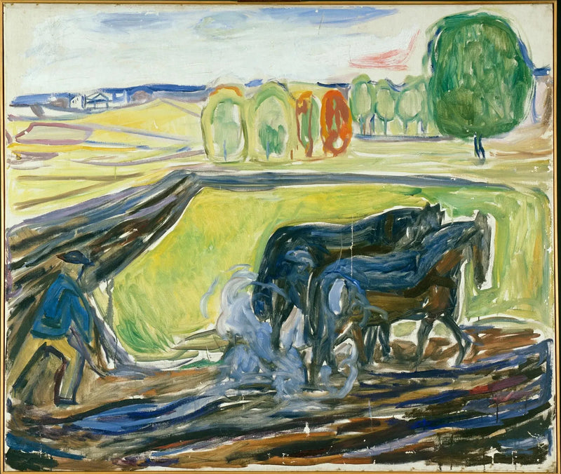 To Sorte Heste i pløje - Edvard Munch