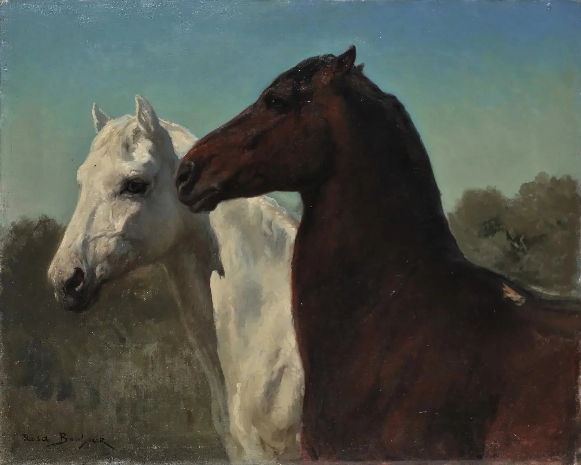 Deux chevaux - Rosa Bonheur image 1 copie de tableau peinte à la main