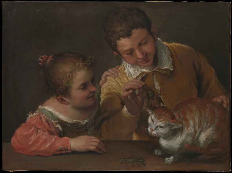 To børn forulemper en kat - Annibale Carracci