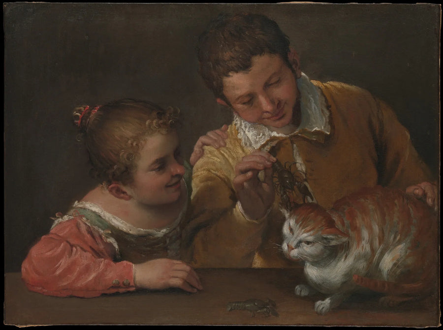 To børn forulemper en kat - Annibale Carracci