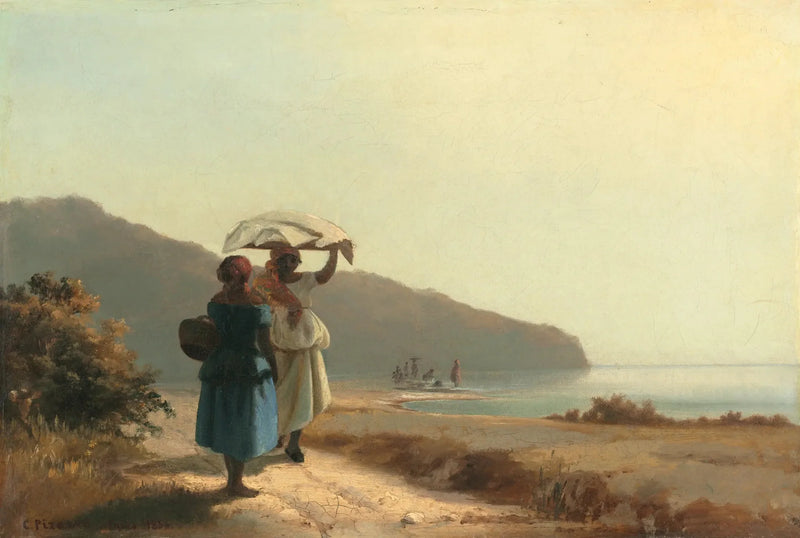 To kvinder taler ved havet, Saint-Thomas - Camille Pissarro
