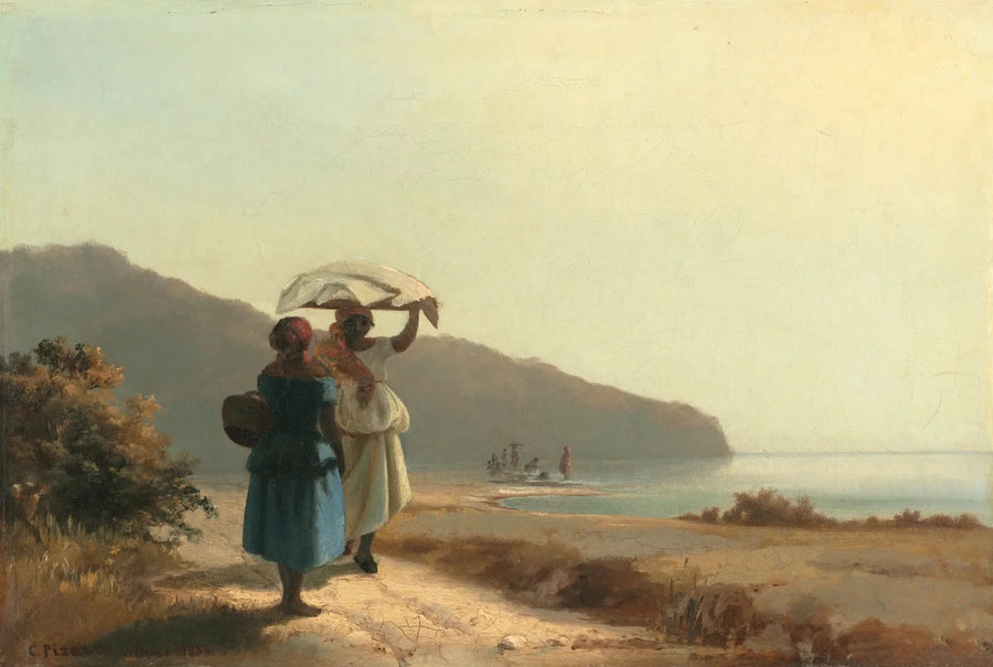 To kvinder taler ved havet, Saint-Thomas - Camille Pissarro