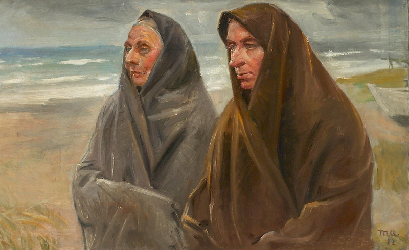 To fiskerkoner på stranden. - Michael Peter Ancher