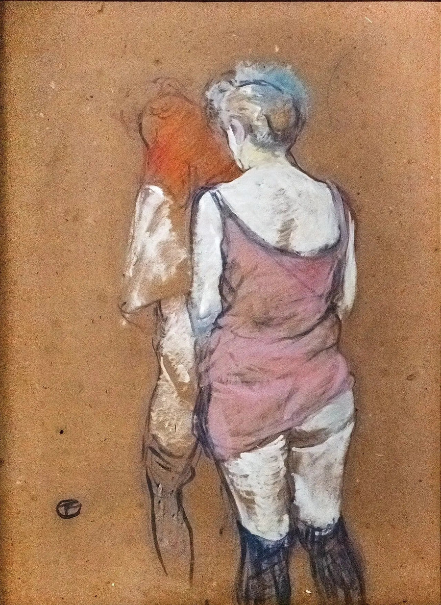 To kvinder halvnøgne set bagfra. Hus på Moulins-gaden - Henri de Toulouse-Lautrec