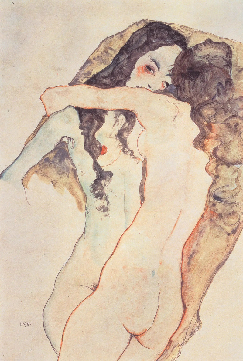 To kvinder, der kysser - Egon Schiele