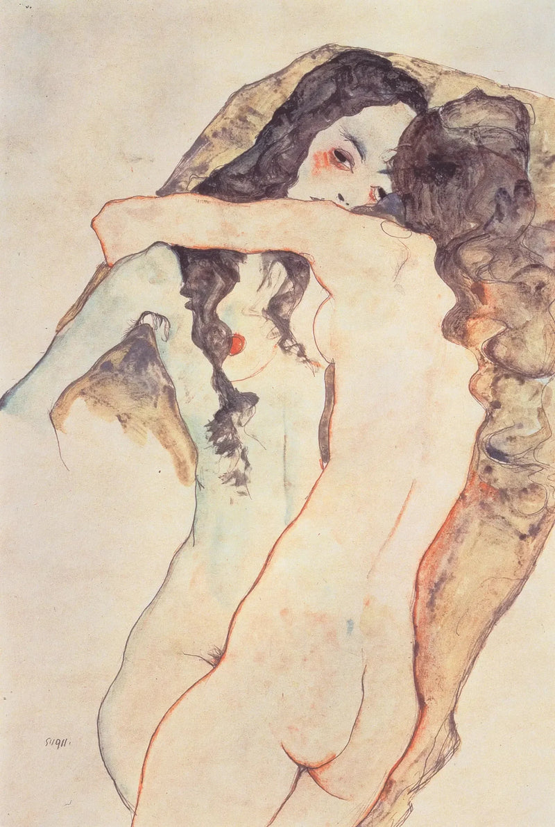To kvinder, der kysser - Egon Schiele