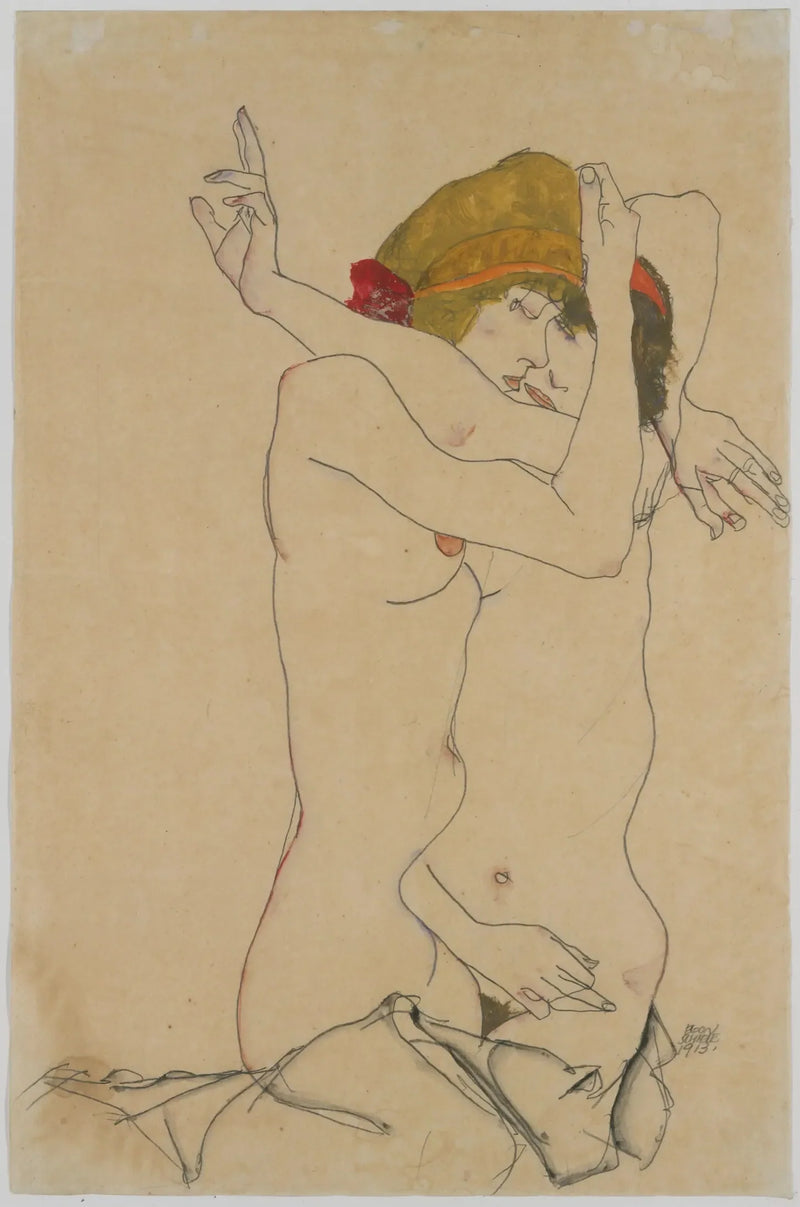 To kvinder, der kysser - Egon Schiele