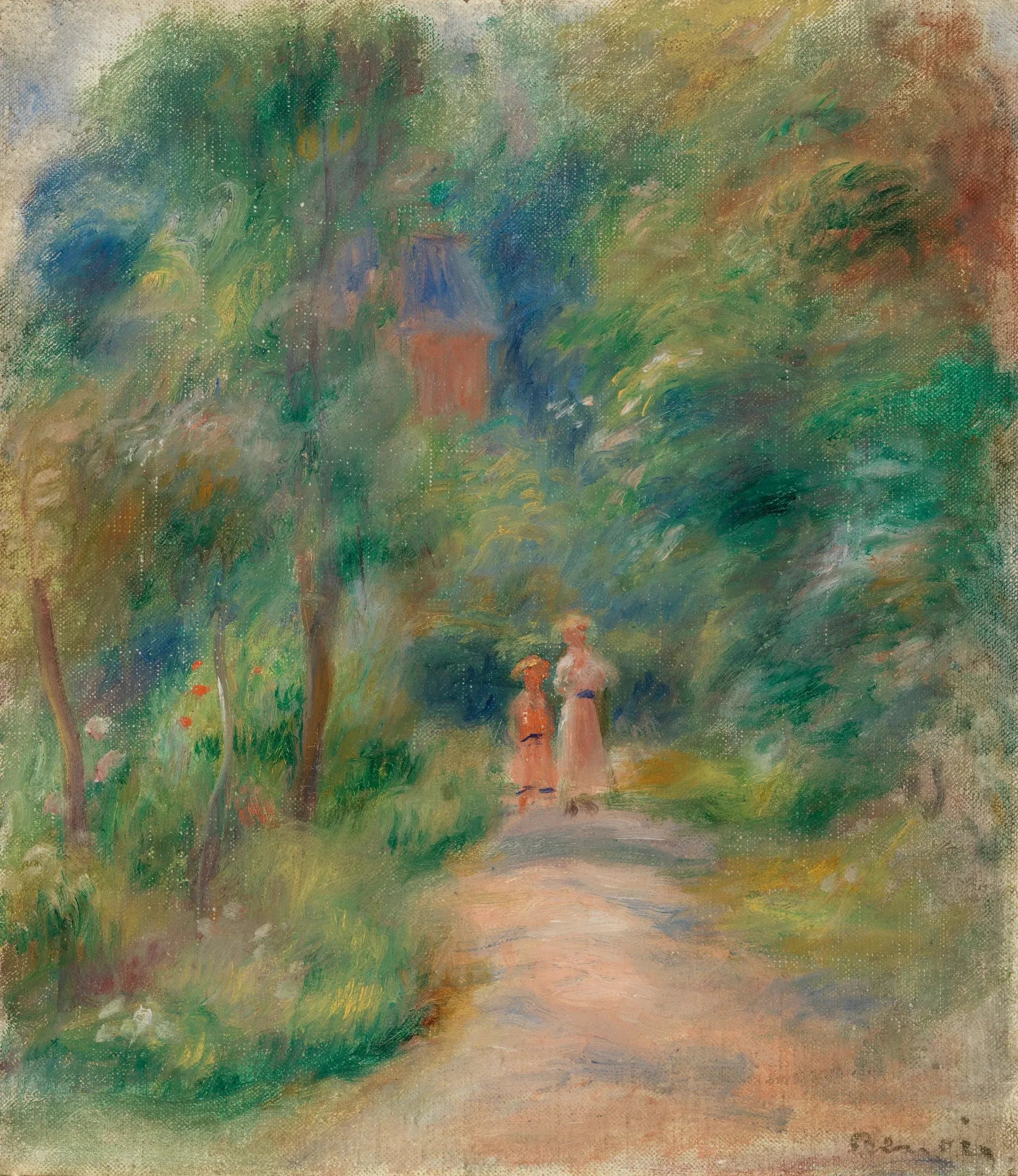 Deux figures dans un sentier - Pierre-Auguste Renoir image 1 reproduction artisanale de tableau