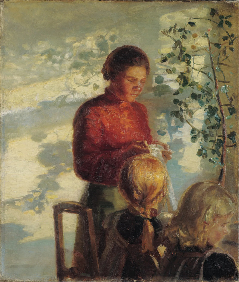 To piger tager en sytime - Anna Ancher