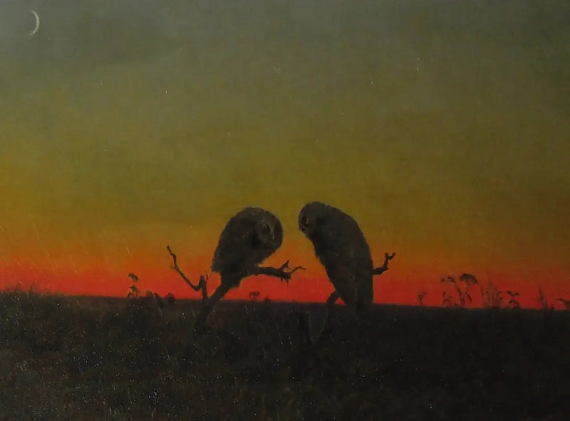 To ugler ved solnedgang - Martin Johnson Heade