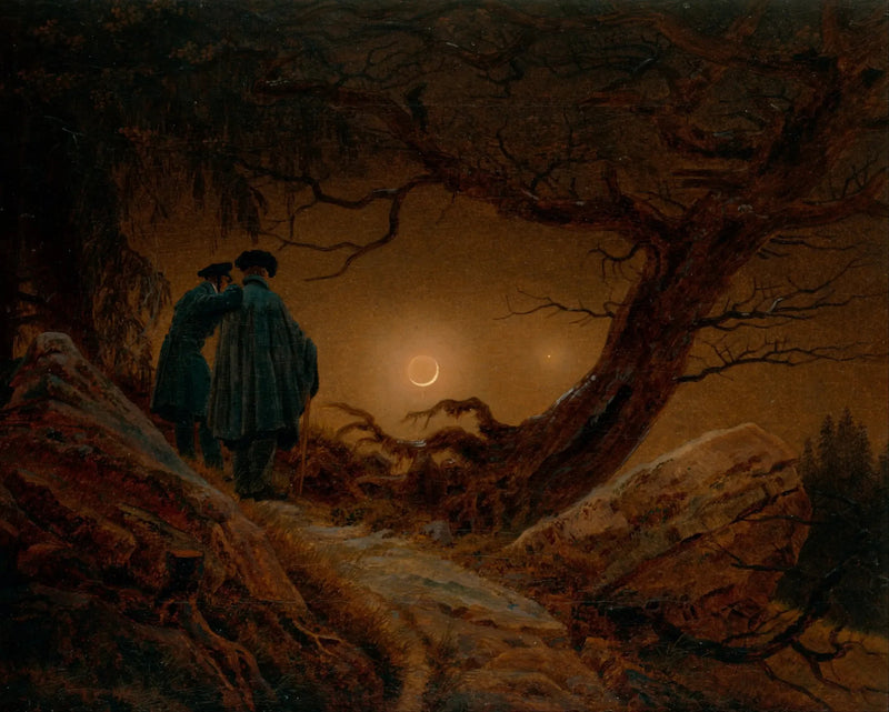 To Mænd betragter månen - Caspar David Friedrich