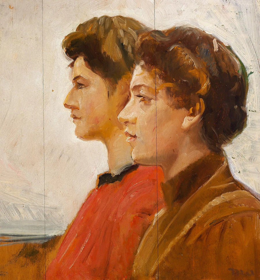 To unge kvinder fra Skagen i profil. - Michael Peter Ancher