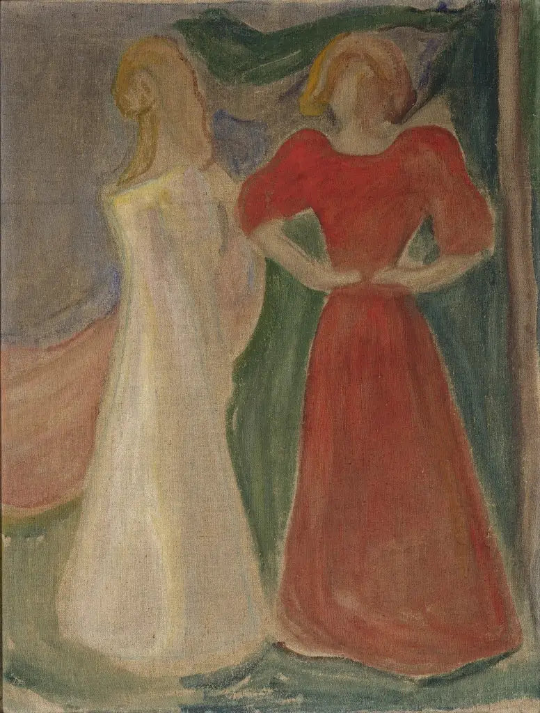 To Unge Kvinder i Rød og Hvid (Frise Reinhardt) - Edvard Munch