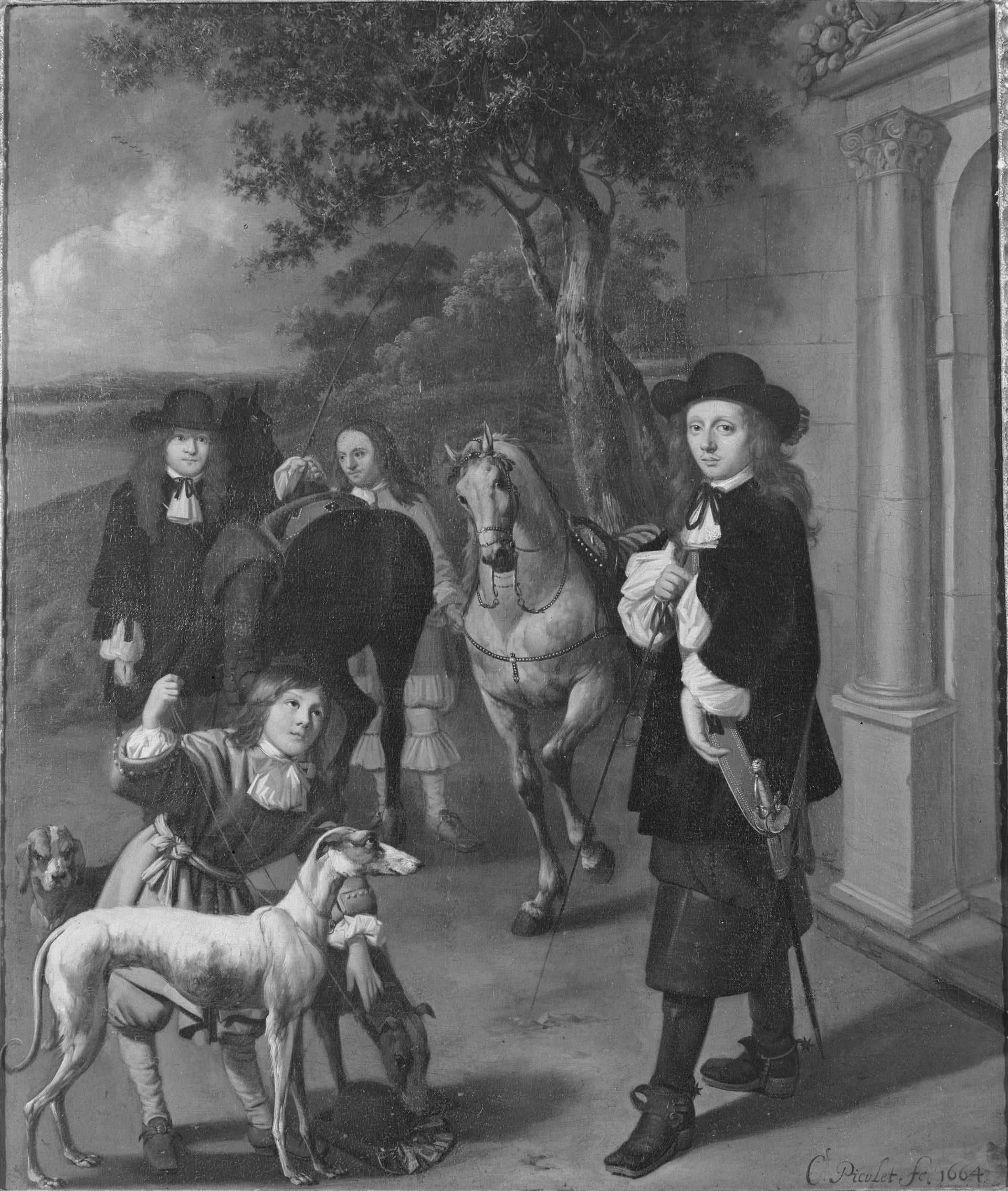 Deux jeunes hommes prêts pour une balade à cheval - Cornelis Picolet