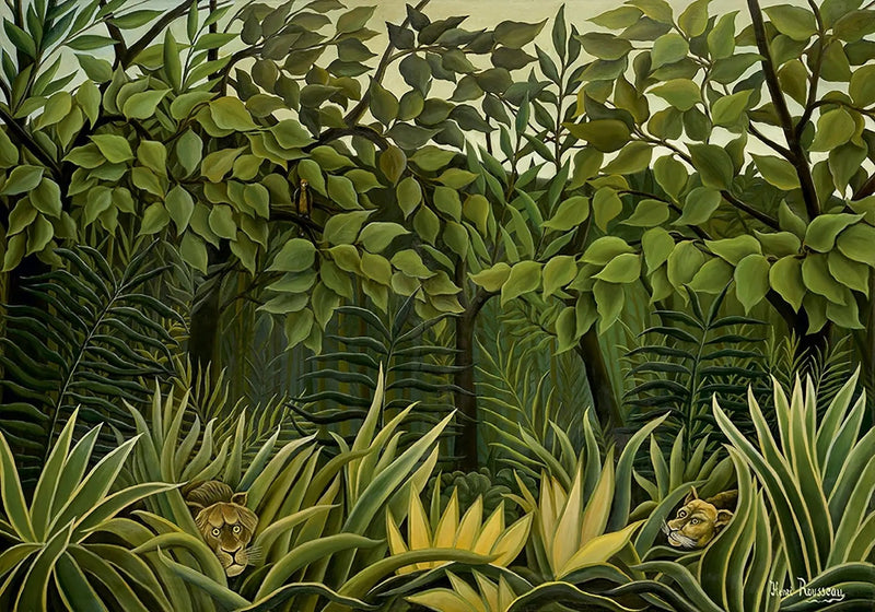 To løver på vagt i junglen - Henri Rousseau