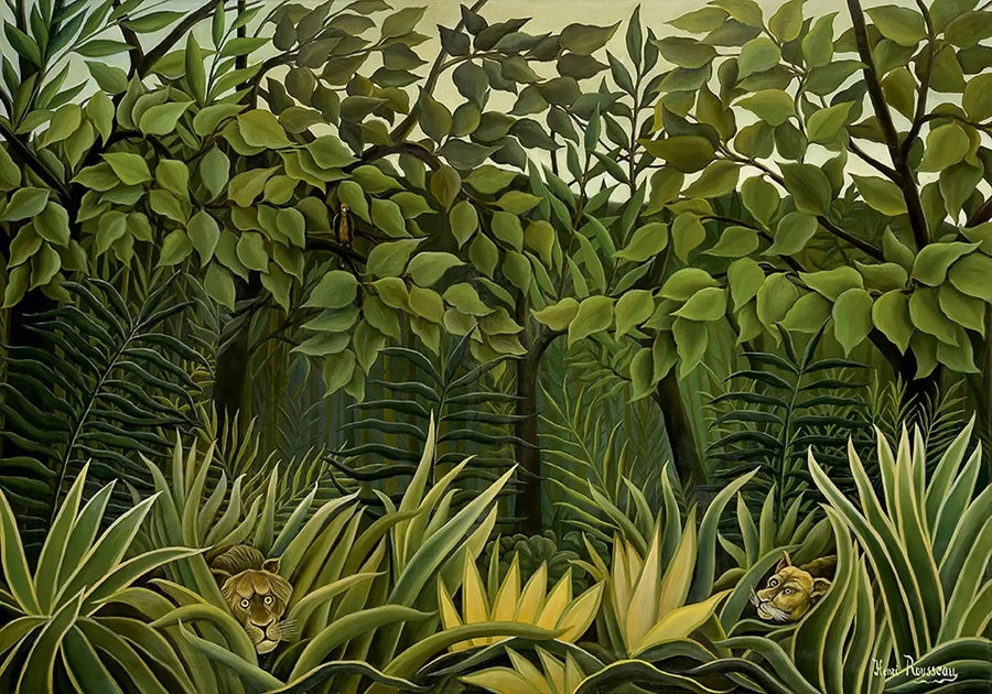 To løver på vagt i junglen - Henri Rousseau