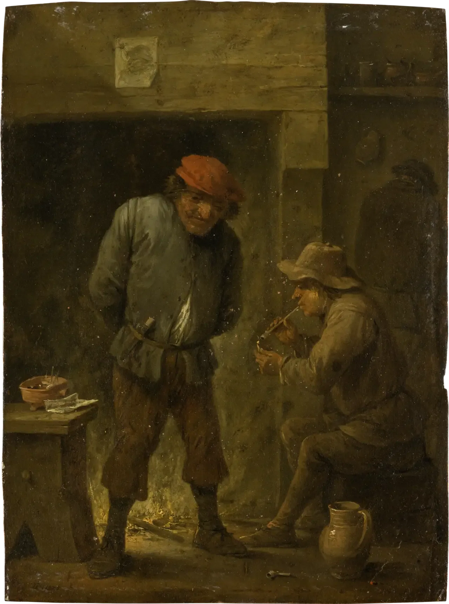 To landmænd ved ildstedet - David Teniers le Jeune