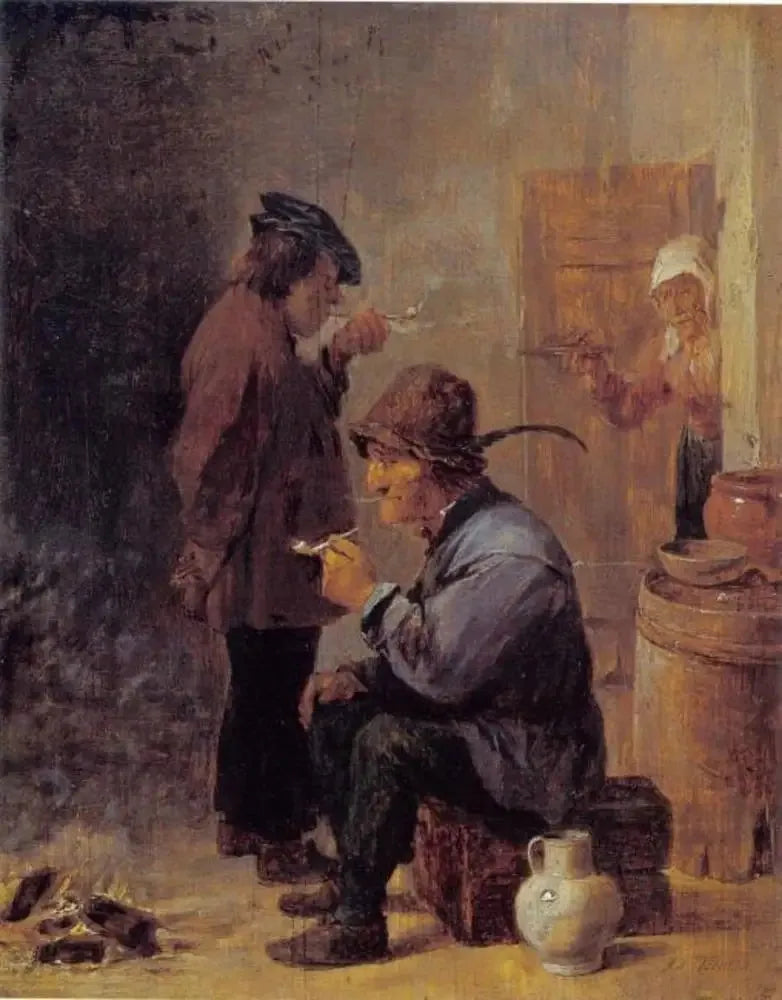 To landmænd, der ryger ved kulilden - David Teniers le Jeune