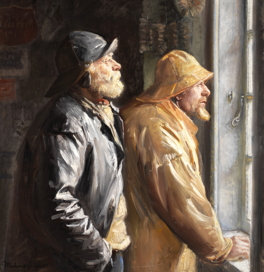 To skagensfiskere ved købmandsdisken - Michael Peter Ancher