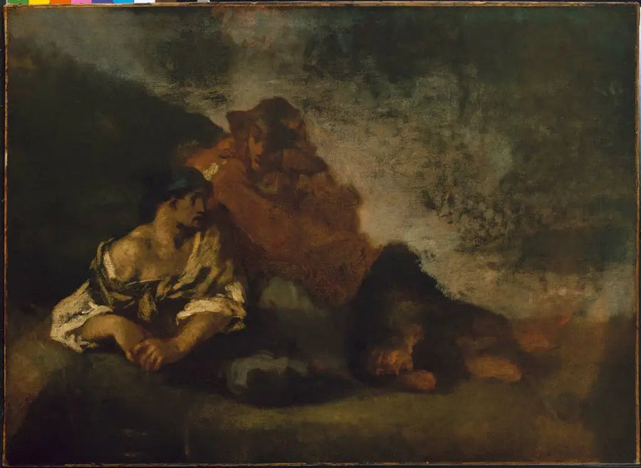 To personer liggende - Jean-François Millet