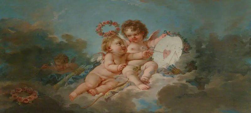 To putti, der leger med en « Heartboard » - François Boucher