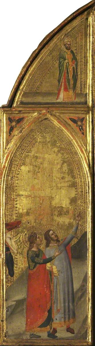 To Konger magere og en biskop (triptyk, venstre panel) (bagside) - Bernardo Daddi