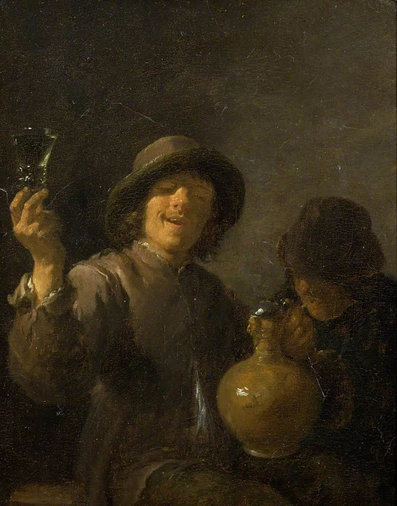 To rustne mænd, der drikker - David Teniers den Yngre