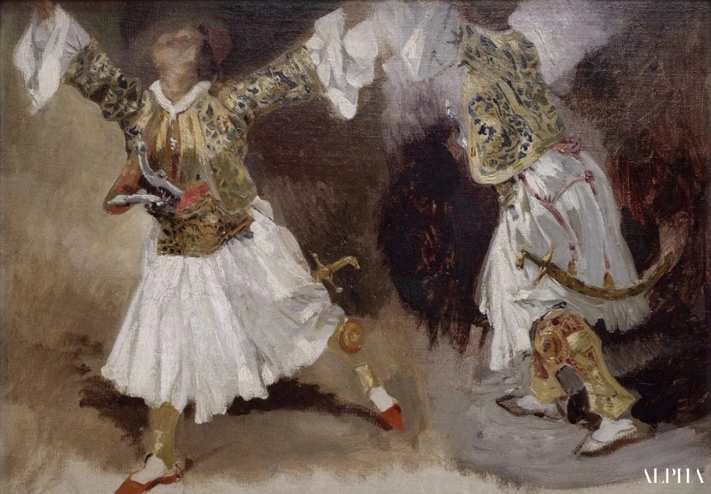 Deux soldats grecs dansant - Eugène Delacroix - Reproductions de tableaux et peintures haut de gamme