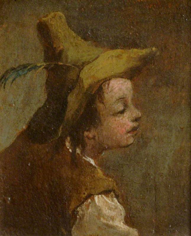 To malerier: et drengehoved og et pigehoved (diptyk, venstre panel) - Francesco Guardi